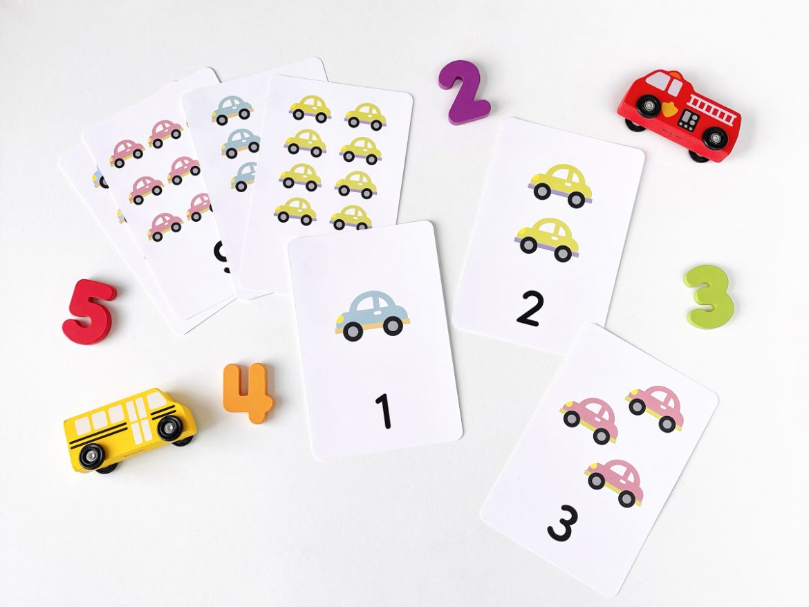 Counting Cars Flashcards Printable