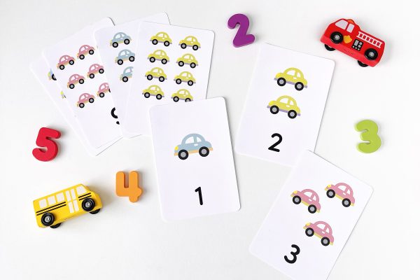 Counting Cars Flashcards Printable