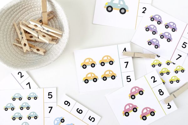 Counting Cars Clip Cards